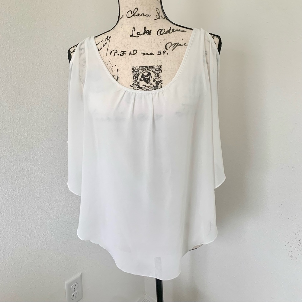 Naif White Chiffon Sleeveless Blouse With Gold Detail Size S